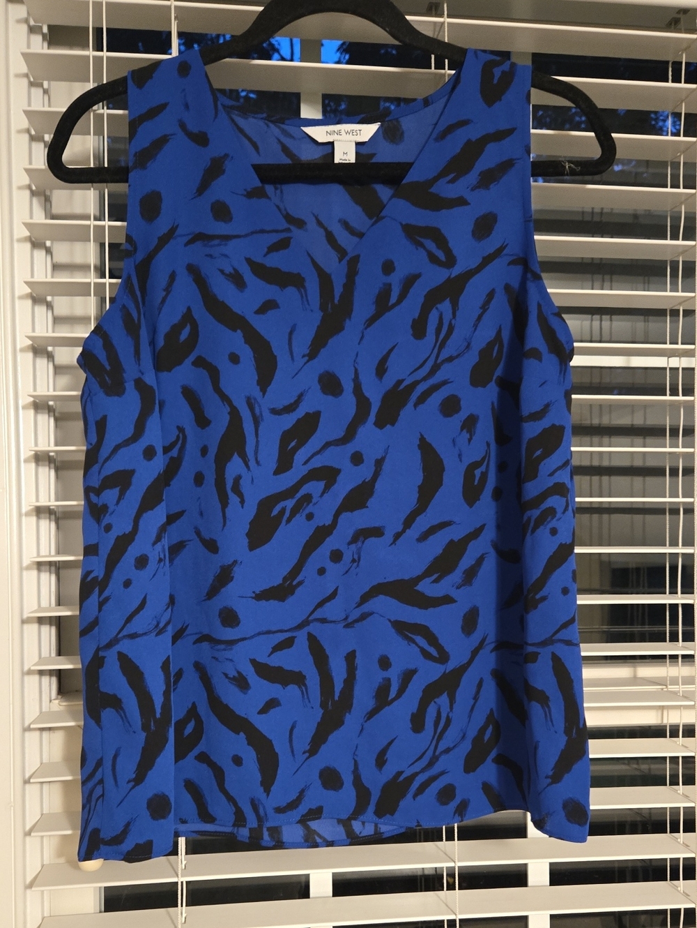 Nine West Royal Blue and Black Abstract Print Sleeveless Top